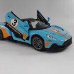 Maserati MC20 Die-Cast Model. 1:22 scale BLUE WITH ORANGE STRIPES